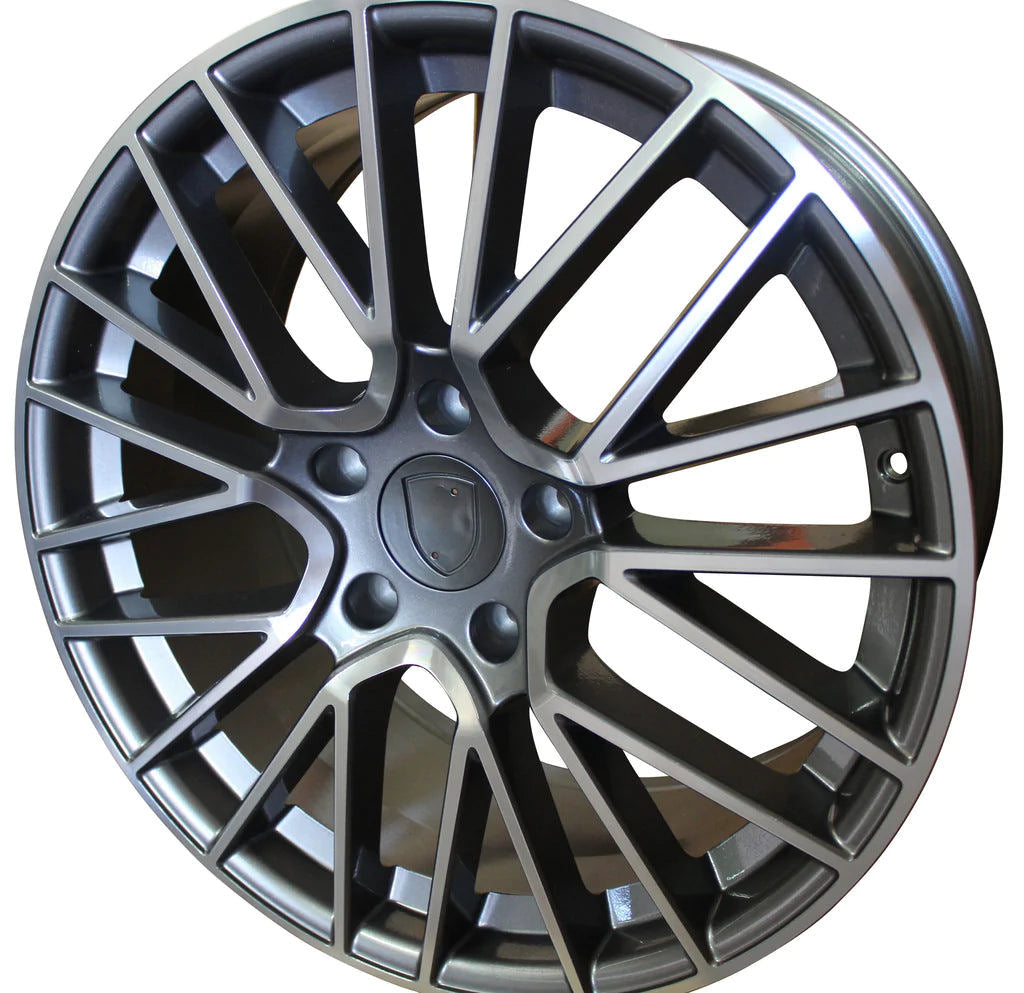 22" Porsche Cayenne S GTS Turbo Mesh Spyder Gunmetal Machined Wheels & Rims