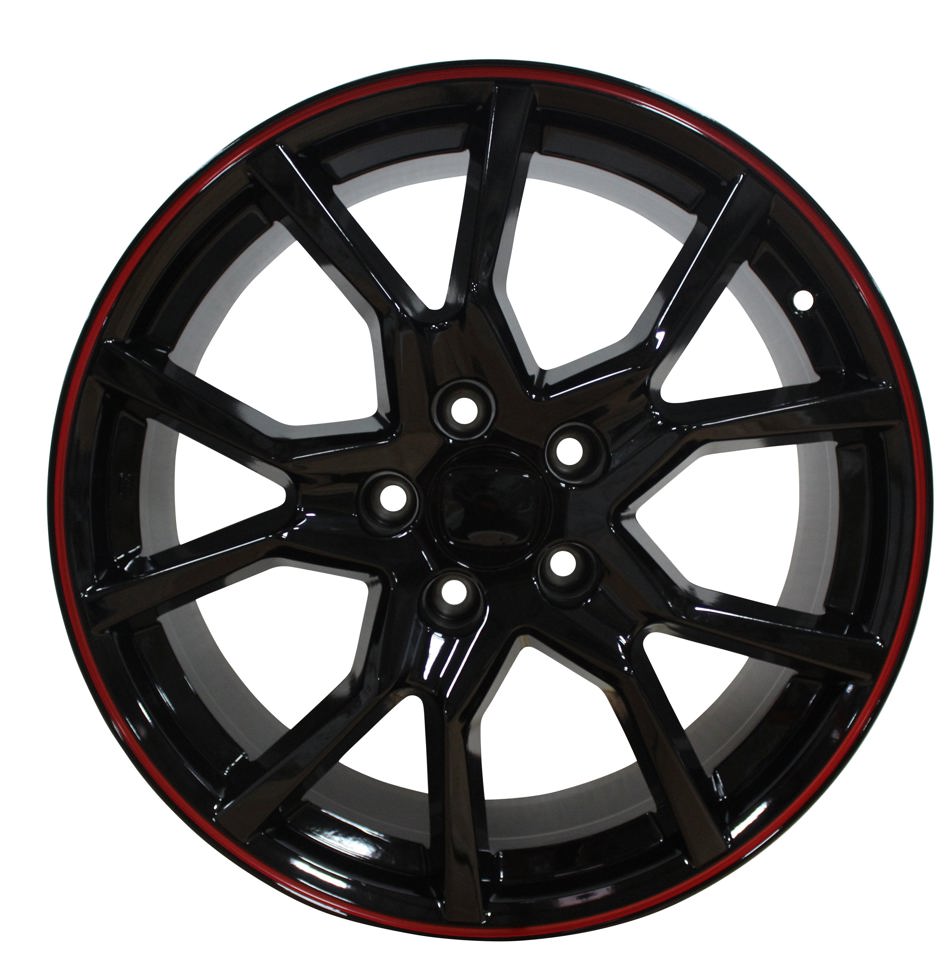 17" Honda Civic Accord Crosstour CR-V Type R Gloss Black Red Outline Wheels & Rims