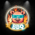 Wild Hog Barbecue Feast: neon signs A Tasty Time Under the Circular Lights，White Lights