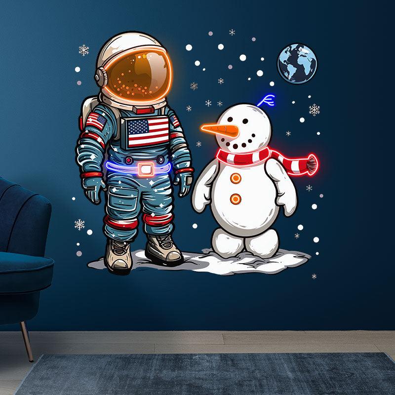 Christmas astronauts and snowmen: a marvelous encounter between the stars and the snow and ice neon signs