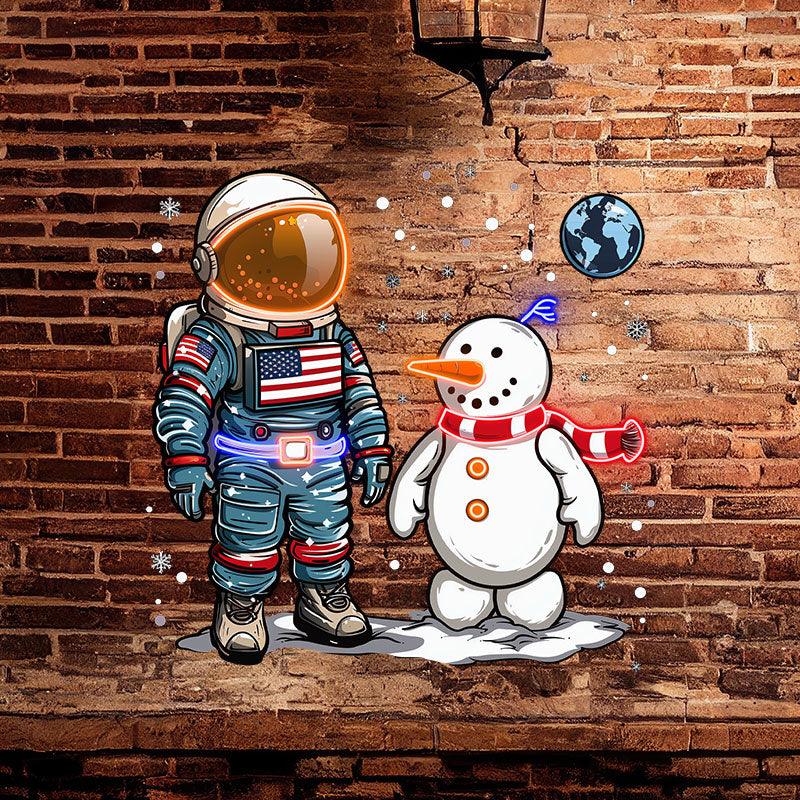 Christmas astronauts and snowmen: a marvelous encounter between the stars and the snow and ice neon signs