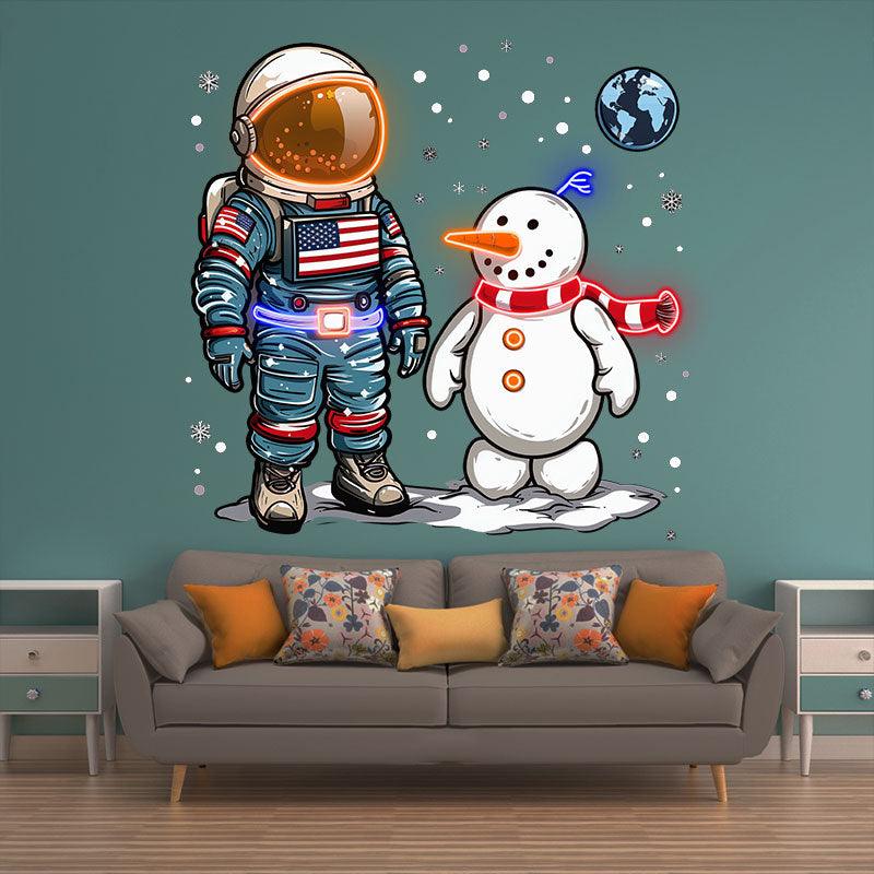 Christmas astronauts and snowmen: a marvelous encounter between the stars and the snow and ice neon signs