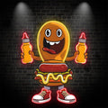 Fun Cartoon: Burger and Hot Dog's Fashionable Shoe Adventure neon signs