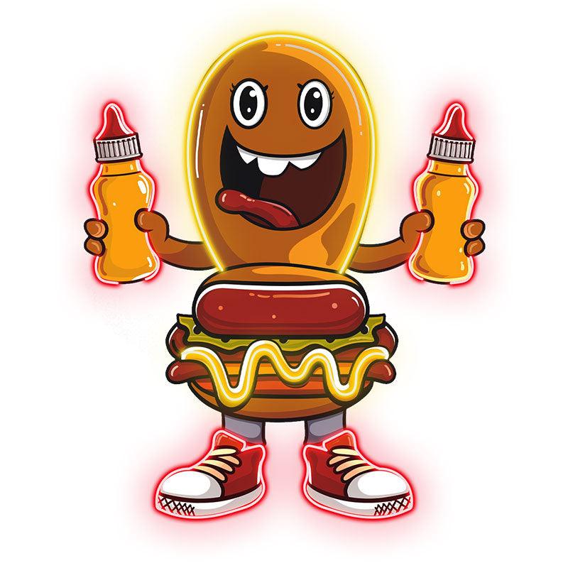 Fun Cartoon: Burger and Hot Dog's Fashionable Shoe Adventure neon signs