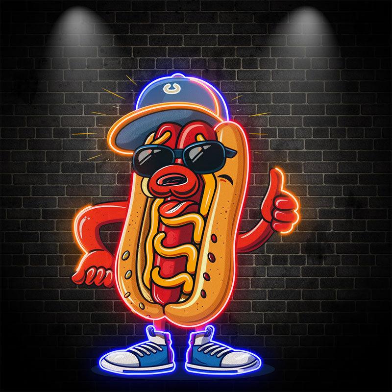 Stylish hot dogs:neon signs wear hats, shoes, and enjoy nodding to cute moments
