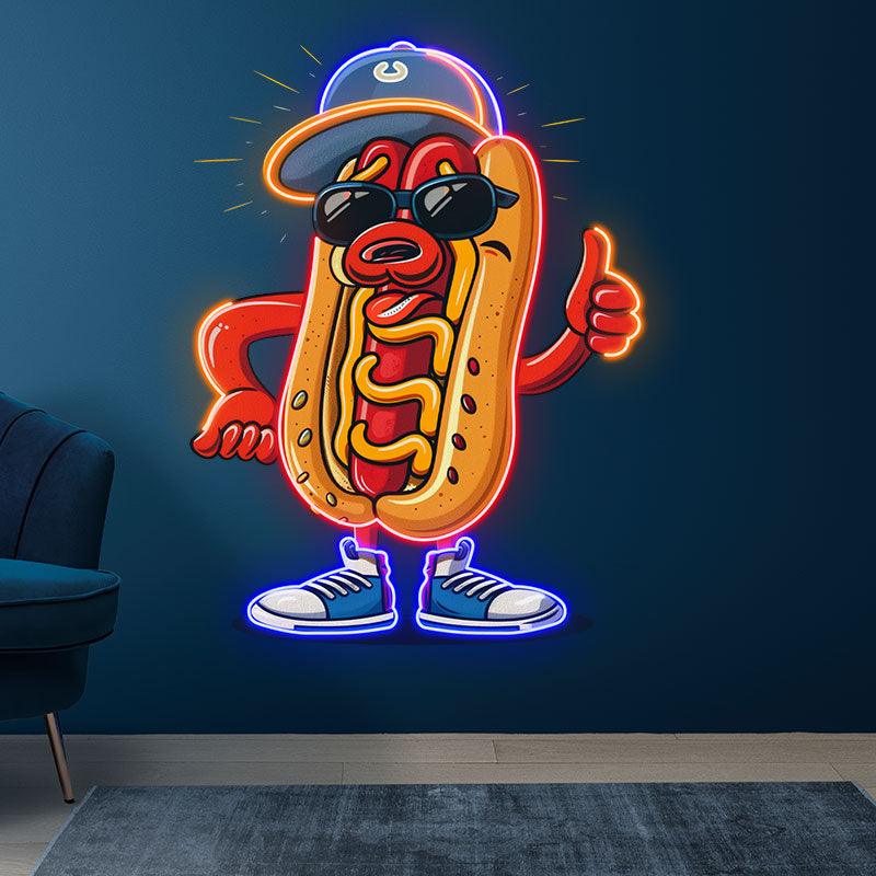 Stylish hot dogs:neon signs wear hats, shoes, and enjoy nodding to cute moments