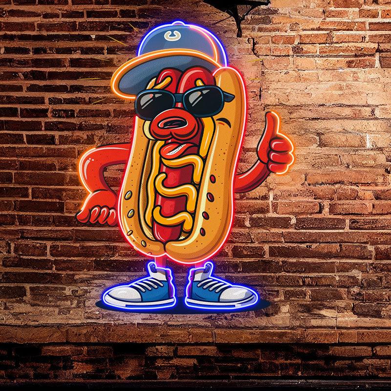 Stylish hot dogs:neon signs wear hats, shoes, and enjoy nodding to cute moments