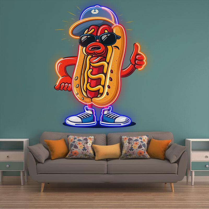 Stylish hot dogs:neon signs wear hats, shoes, and enjoy nodding to cute moments