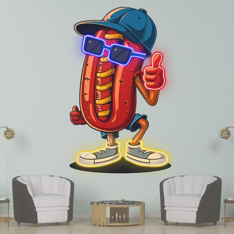 Cool hot dogs: wearing hats, sunglasses and shoes in all their point-and-shoot glory! neon light