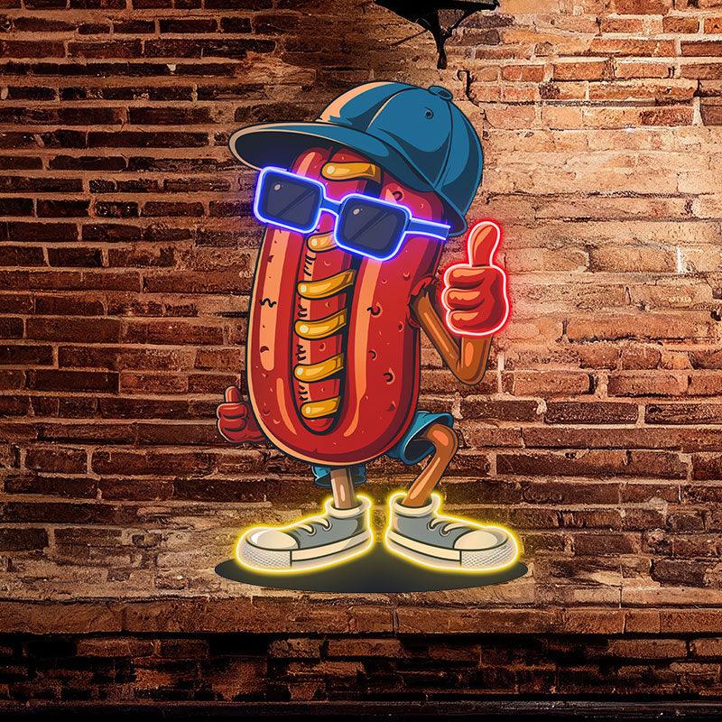 Cool hot dogs: wearing hats, sunglasses and shoes in all their point-and-shoot glory! neon light