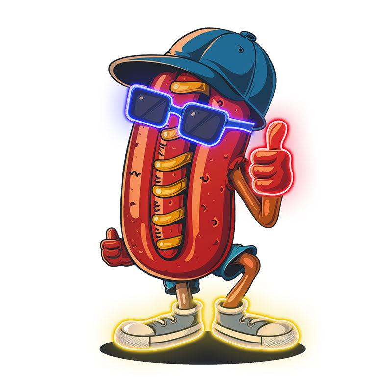Cool hot dogs: wearing hats, sunglasses and shoes in all their point-and-shoot glory! neon light