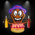 Hot Dog Buddy:neon signs Happy and ready for a burger, a tasty combination of ketchup and salsa!