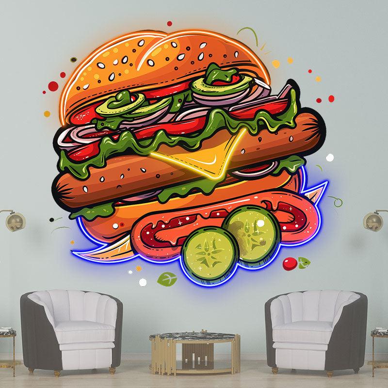 Tasty Burger Neon signs - Creative LED Decorative Lights with Multiple Ham and Vegetable Elements