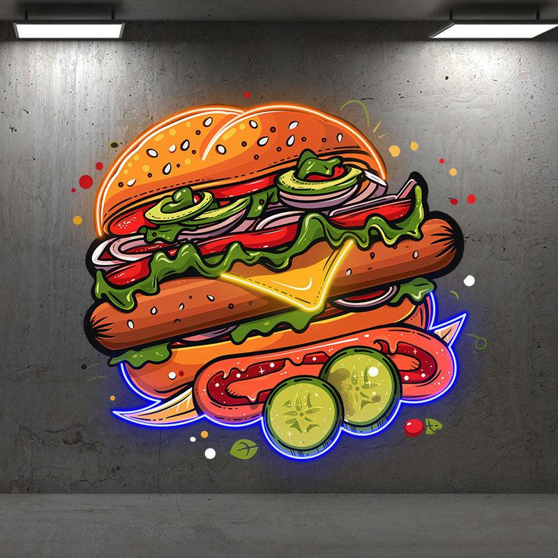 Tasty Burger Neon signs - Creative LED Decorative Lights with Multiple Ham and Vegetable Elements
