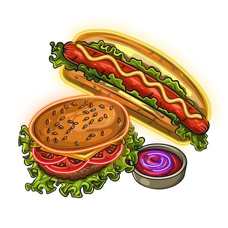 Creative Hot Dog Burger neon signs - A delicious combination of rich ham and fresh vegetables for double the flavor!