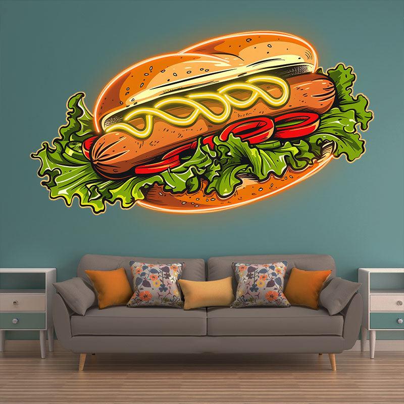 Creative Neon signs | Big Hamburger Hot Dog Vegetable Shape LED Lights | Restaurant, Kitchen, Party Decoration Lights