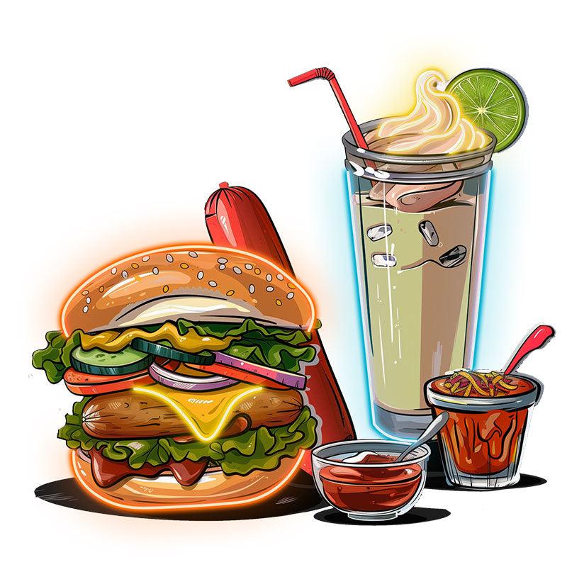 Creative Neon signs | Hamburger Holder Hot Dog, Ice Cream & Drink Shape LED Lights | Restaurant, Kitchen, Party Decoration