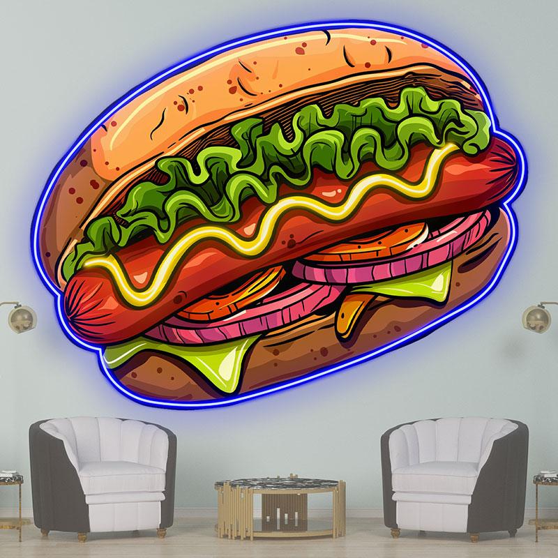 Creative Neon signs | Hamburger Clip Hot Dog, Vegetable & Steak Shape LED Lights | Restaurant, Kitchen, Party Decoration