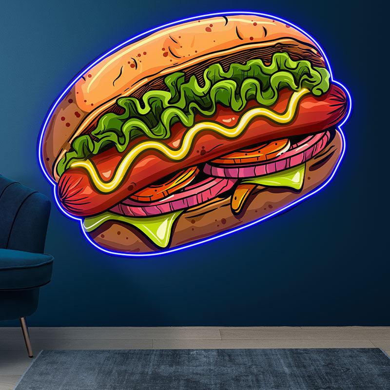 Creative Neon signs | Hamburger Clip Hot Dog, Vegetable & Steak Shape LED Lights | Restaurant, Kitchen, Party Decoration