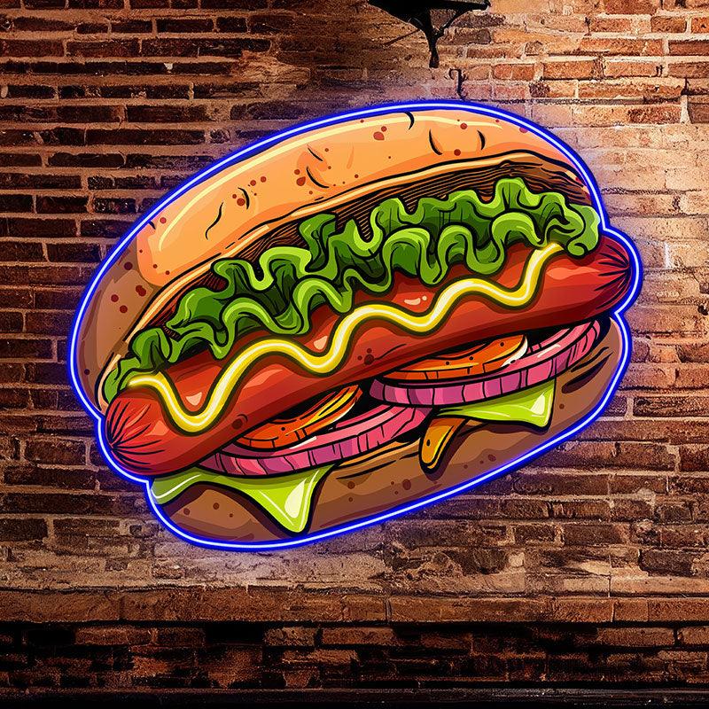 Creative Neon signs | Hamburger Clip Hot Dog, Vegetable & Steak Shape LED Lights | Restaurant, Kitchen, Party Decoration