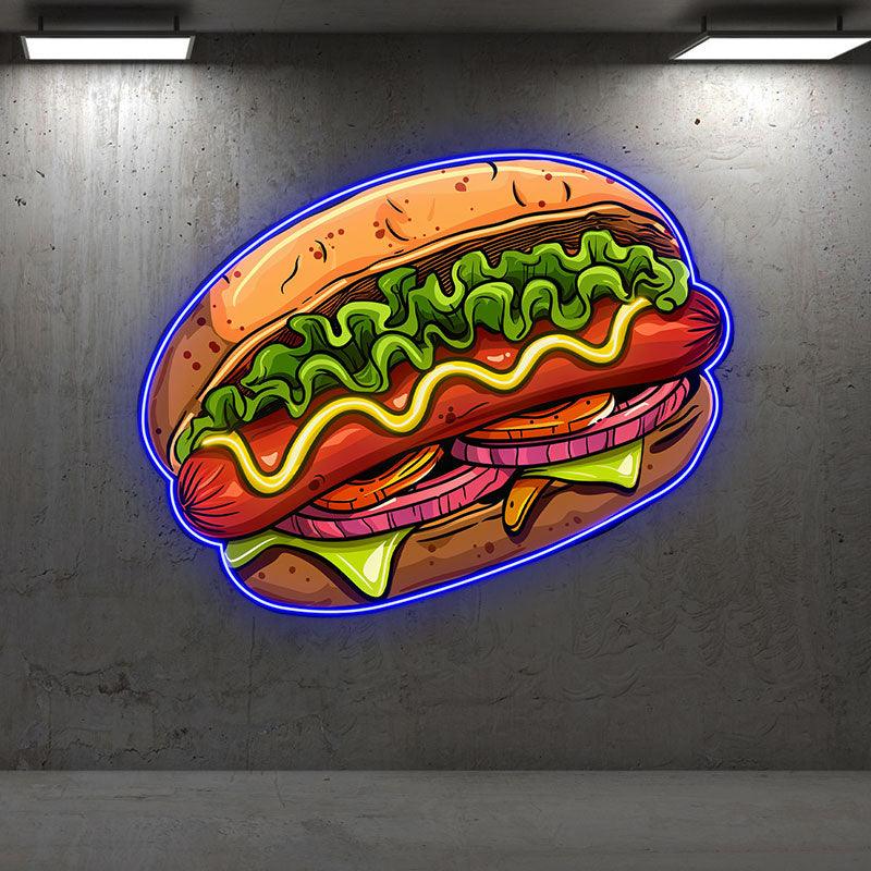 Creative Neon signs | Hamburger Clip Hot Dog, Vegetable & Steak Shape LED Lights | Restaurant, Kitchen, Party Decoration