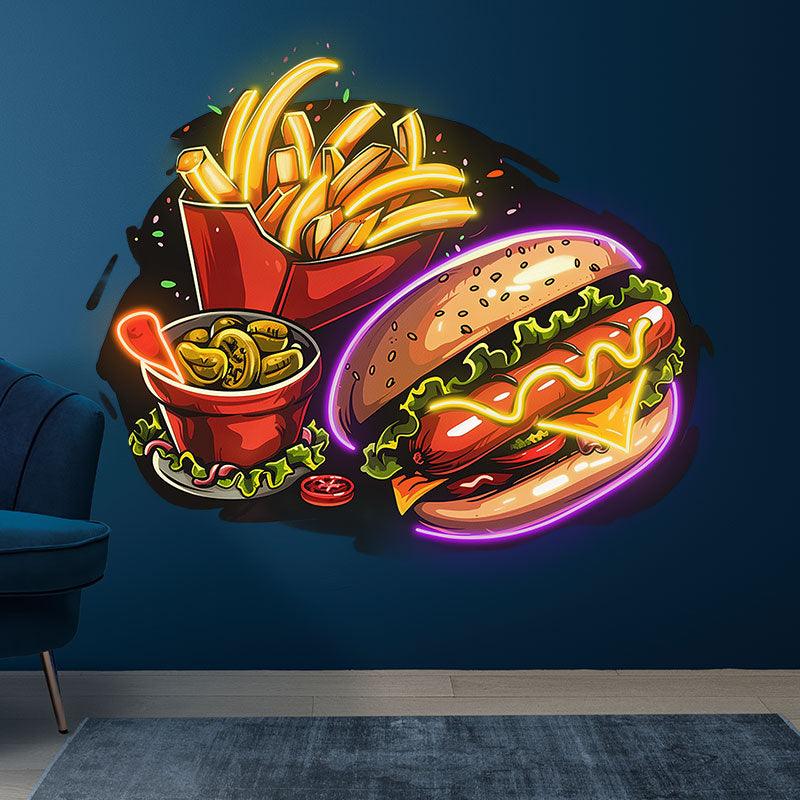 Tasty Set | Burger, Fries & Ice Cream Combo | The Perfect Meal, The Perfect Taste neon signs
