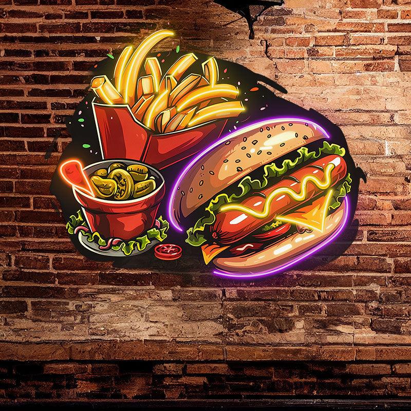 Tasty Set | Burger, Fries & Ice Cream Combo | The Perfect Meal, The Perfect Taste neon signs