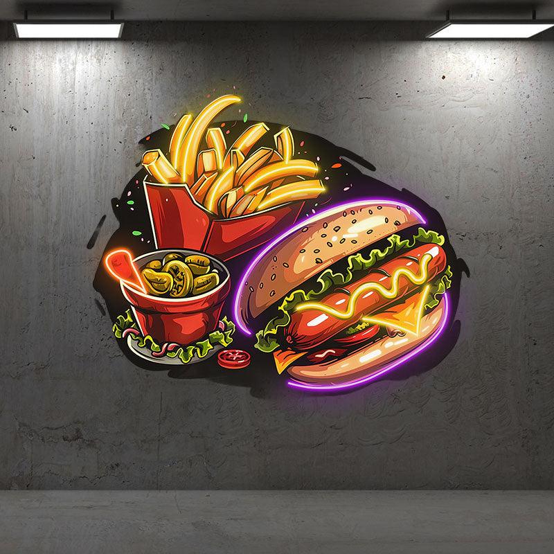 Tasty Set | Burger, Fries & Ice Cream Combo | The Perfect Meal, The Perfect Taste neon signs