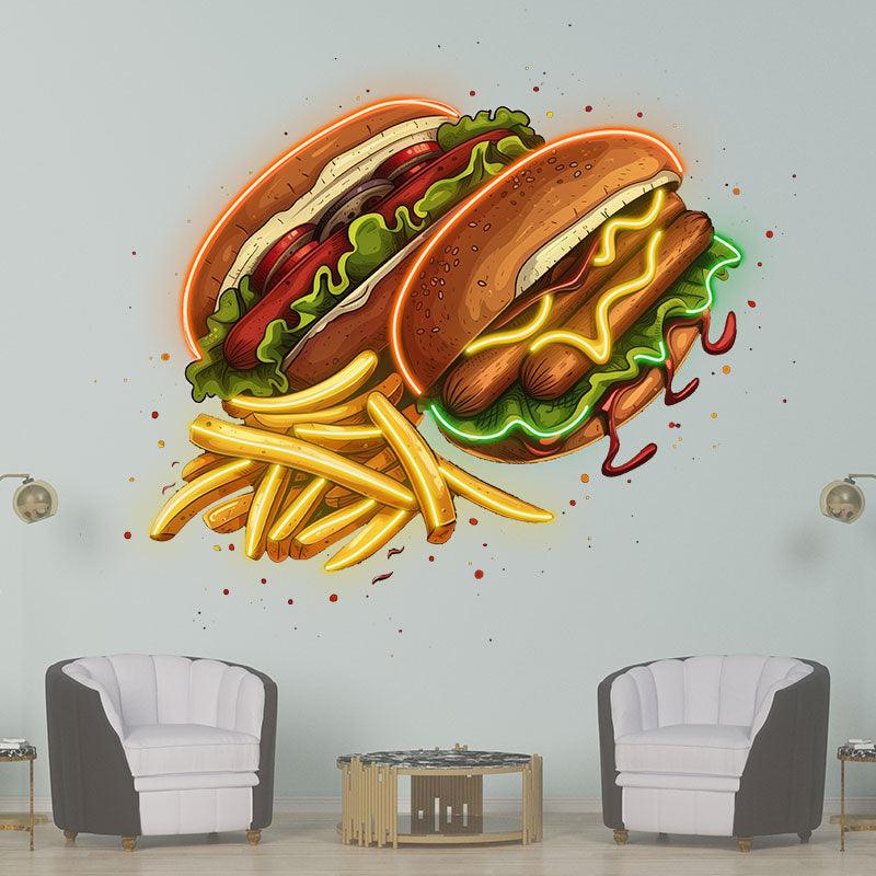 Double Burger Bash | Two Burgers + Fries | Enjoy a delicious feast together neon signs