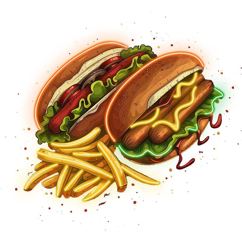 Double Burger Bash | Two Burgers + Fries | Enjoy a delicious feast together neon signs