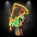 Delicious Pizza Neon signs | Large Hand-Held Pizza with Sauce and Vegetables | Perfect Decoration for Dining Room and Kitchen
