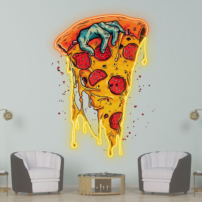 Fun Pizza Neon signs | Juicy Delicious Pizza with Quirky Hands | Unique Decorations for Restaurants, Kitchens