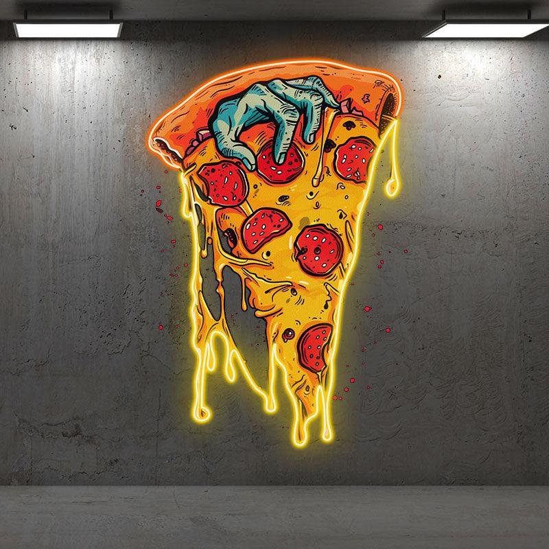 Fun Pizza Neon signs | Juicy Delicious Pizza with Quirky Hands | Unique Decorations for Restaurants, Kitchens