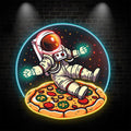 Delicious in Space |neon signs Astronaut lying on giant pizza surrounded by stars | Creative Neon Lights