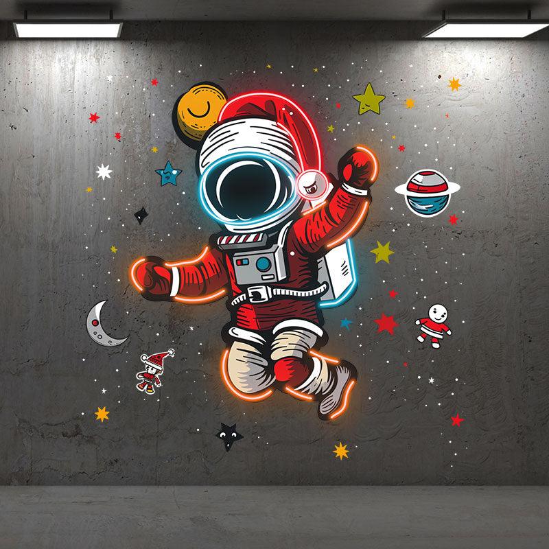 Astronaut Santa's Space Adventure: Spreading Holiday Cheer Among the Stars neon signs