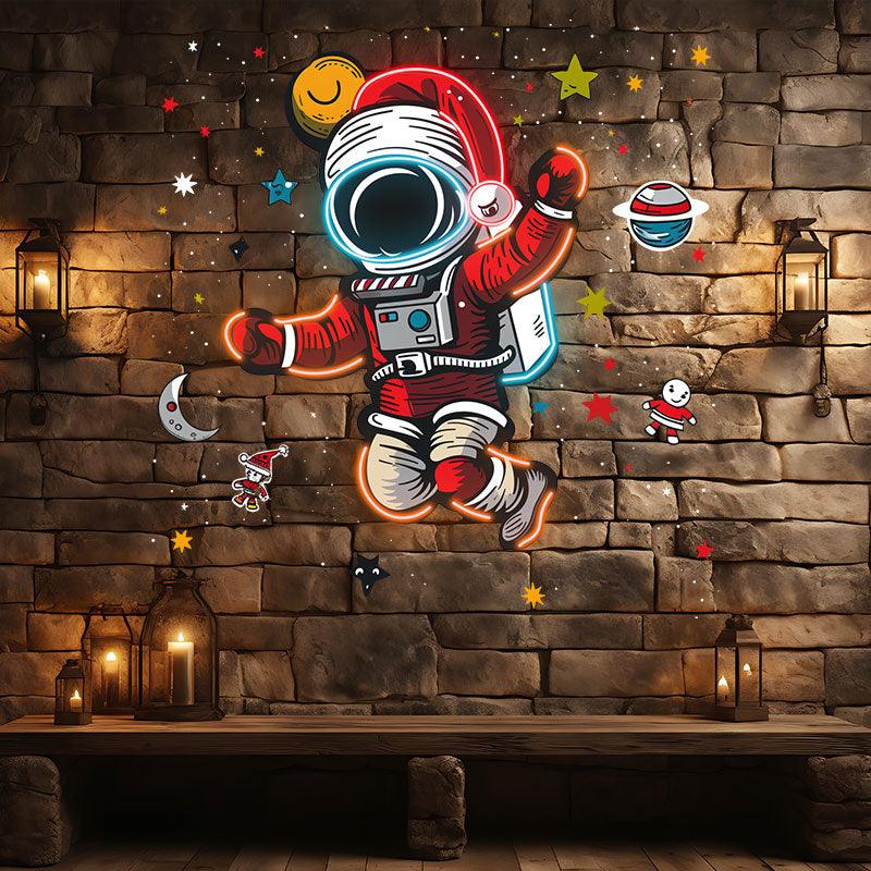 Astronaut Santa's Space Adventure: Spreading Holiday Cheer Among the Stars neon signs