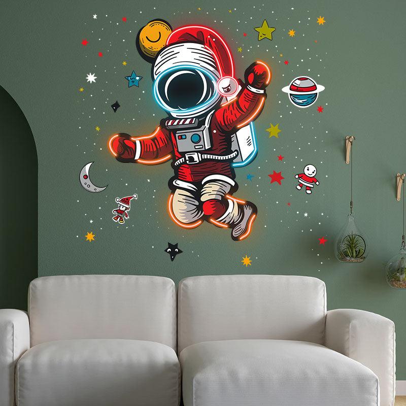 Astronaut Santa's Space Adventure: Spreading Holiday Cheer Among the Stars neon signs