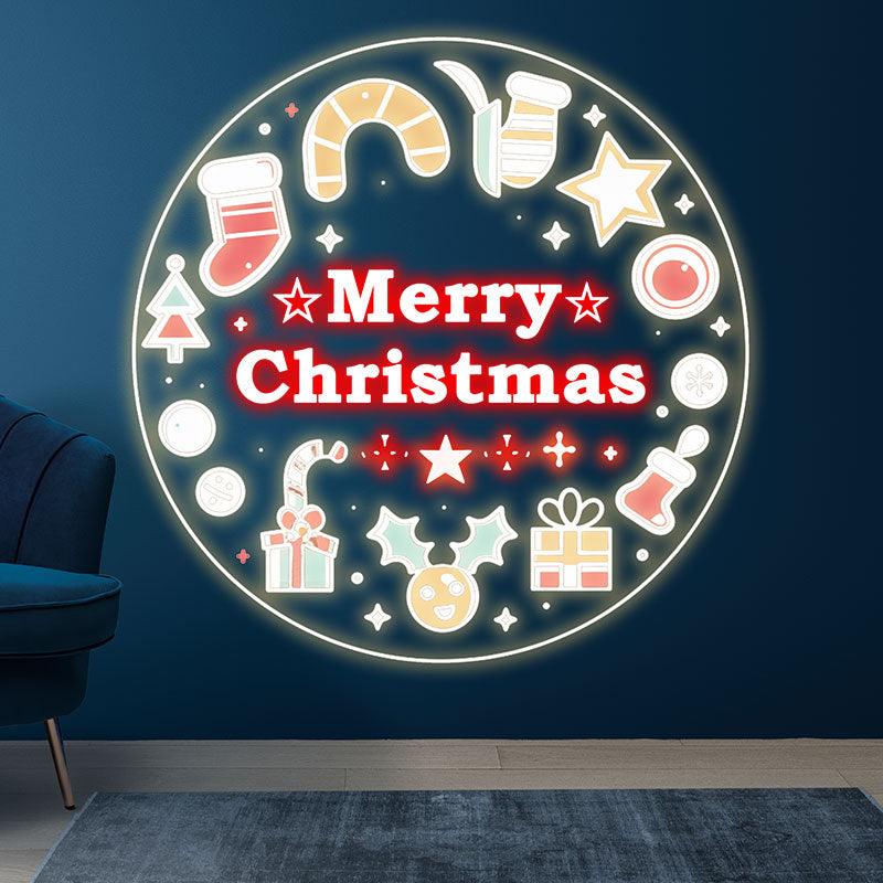 Creative Round Merry Christmas Neon signs | Gift & Text Decoration, Light Up the Holiday Spirit