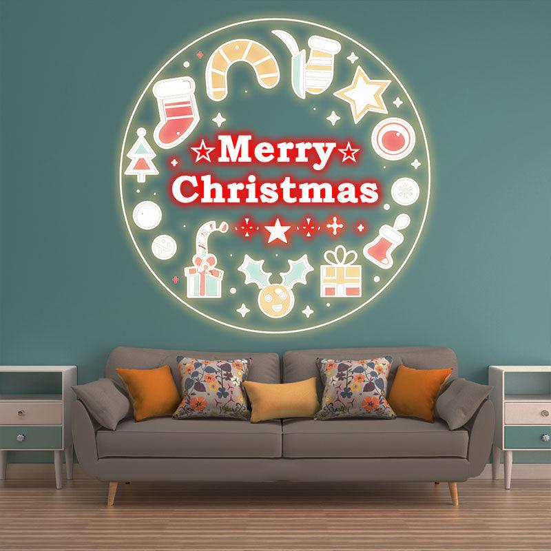 Creative Round Merry Christmas Neon signs | Gift & Text Decoration, Light Up the Holiday Spirit