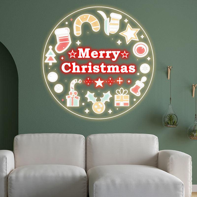 Creative Round Merry Christmas Neon signs | Gift & Text Decoration, Light Up the Holiday Spirit