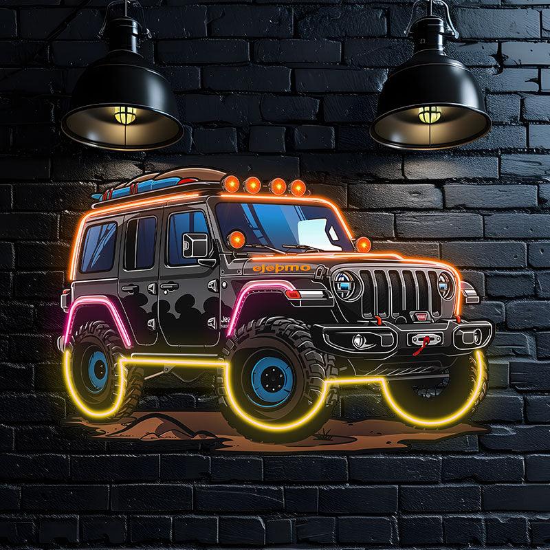 Black Jeep Neon signs Lights | Creative LED Decorative Lights | Unique Car Ambient Lights | For Home, Party and Car Decoration