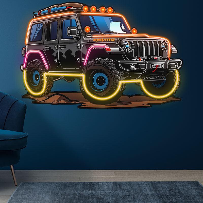 Black Jeep Neon signs Lights | Creative LED Decorative Lights | Unique Car Ambient Lights | For Home, Party and Car Decoration