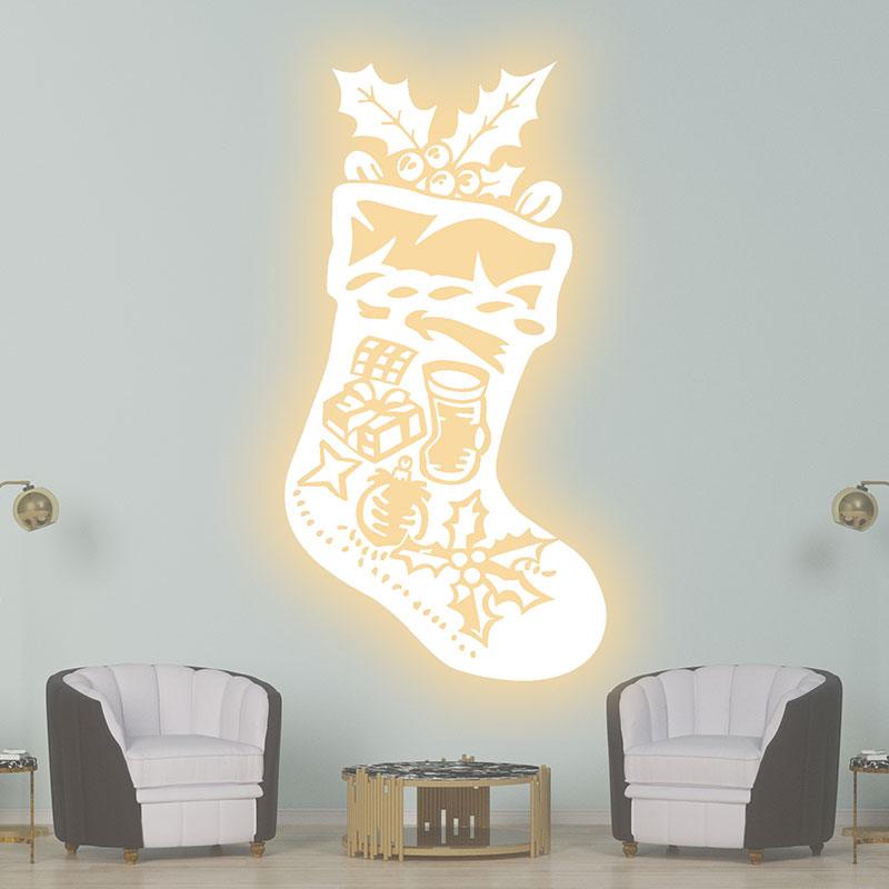 Golden LED Christmas Stockings | Creative holiday decorations, perfect for decorating your home  neon signs