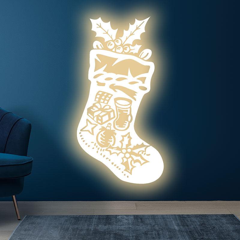 Golden LED Christmas Stockings | Creative holiday decorations, perfect for decorating your home  neon signs