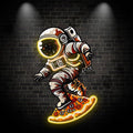 Astronaut Pizza Skateboard Neon signs | Creative LED Lighting | Space Theme Decoration | For Home, Party, Cafe