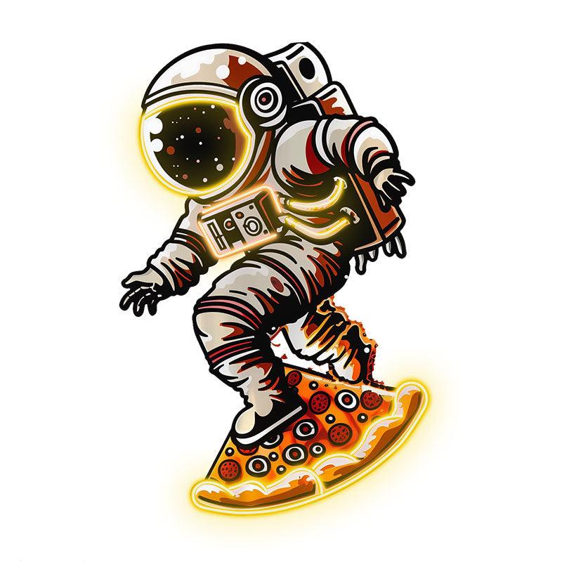Astronaut Pizza Skateboard Neon signs | Creative LED Lighting | Space Theme Decoration | For Home, Party, Cafe