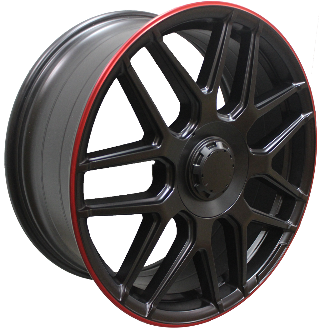 20" Mercedes S-Class E-Class CL Staggered Satin Black Red Lip Wheels & Rims