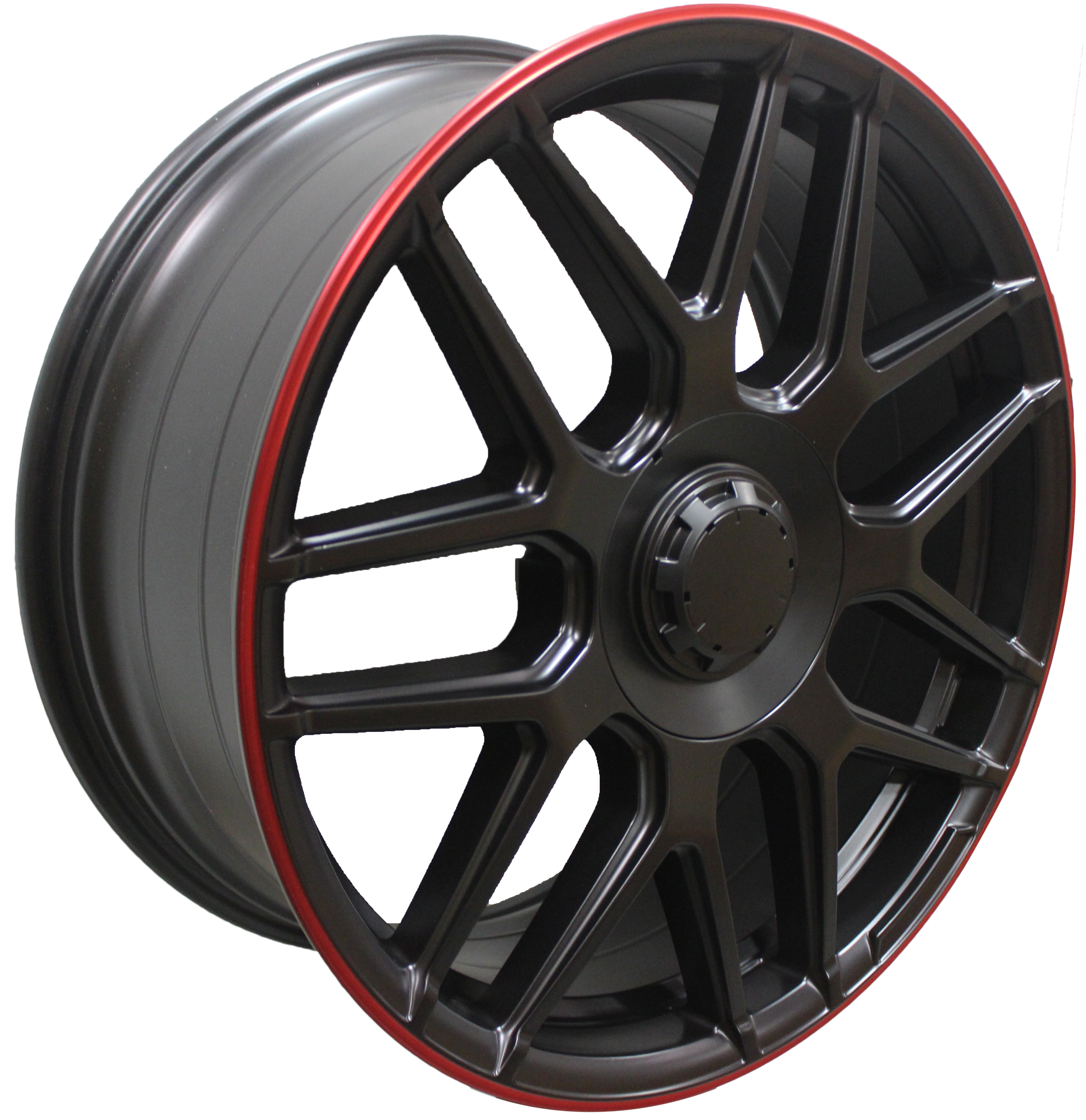 20" Mercedes S-Class E-Class CL Staggered Satin Black Red Lip Wheels & Rims