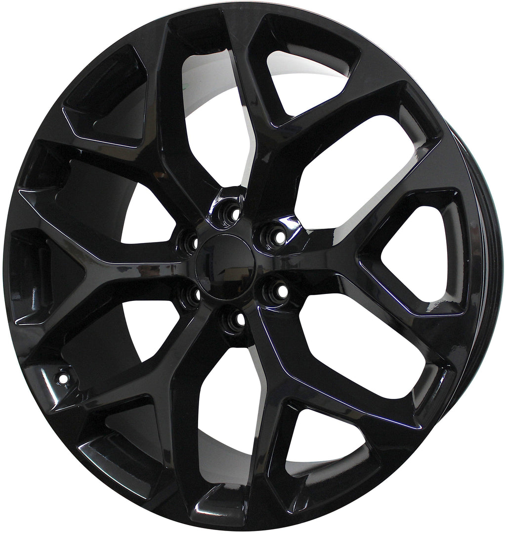 24" Chevy GMC Sierra Denali Yukon Tahoe Suburban Snowflake Gloss Black Wheels & Rims