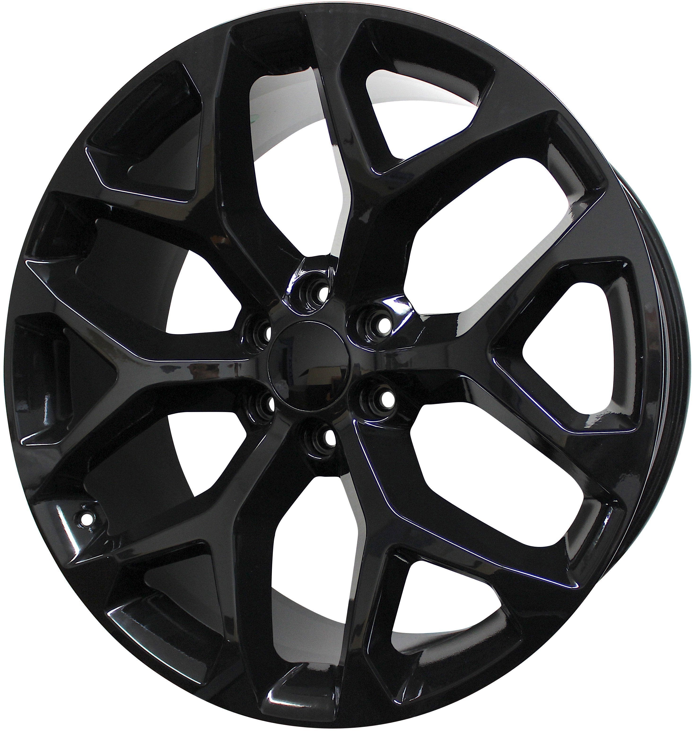 24" Chevy GMC Sierra Denali Yukon Tahoe Suburban Snowflake Gloss Black Wheels & Rims